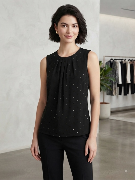 Calvin Klein Tops - Calvin Klein Black Sleeveless Dot-Stud Camisole